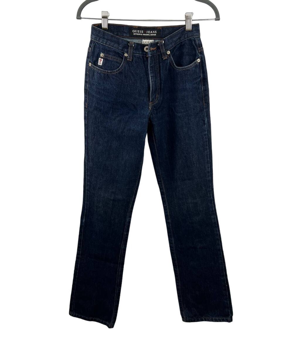 VTG GUESS Jeans Vintage Dark Blue Rigid Denim Slim-Straight Leg Jeans Women's 24